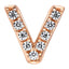 Letter V Locket Charm with white crystals in rose gold colour