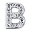 Letter B Locket Charm with white crystals in white gold colour