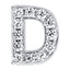 Letter D Locket Charm with white crystals in white gold colour