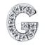 Letter G Locket Charm with white crystals in white gold colour