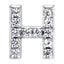 Letter H Locket Charm with white crystals in white gold colour