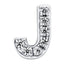 Letter J Locket Charm with white crystals in white gold colour