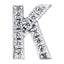 Letter K Locket Charm with white crystals in white gold colour