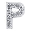 Letter P Locket Charm with white crystals in white gold colour