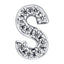 Letter S Locket Charm with white crystals in white gold colour