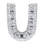 Letter U Locket Charm with white crystals in white gold colour