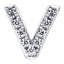 Letter V Locket Charm with white crystals in white gold colour