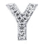 Letter Y Locket Charm with white crystals in white gold colour