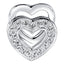 Overlapping hearts Locket Charm with white crystals in white gold colour