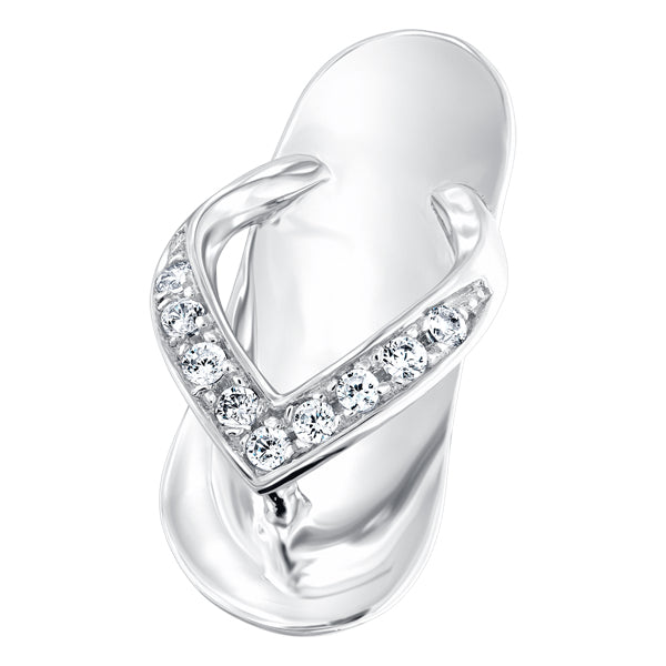 Summer sandal Locket Charm in white gold colour with crystals