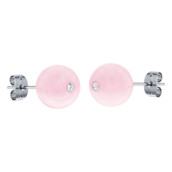 Bonbon Glace White Crystal and Pink Earrings