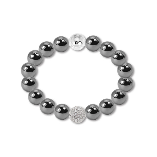 Bonbon Glace White Crystal and Magnetite Bracelet