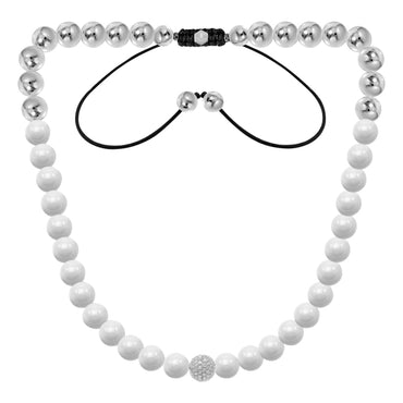 Bonbon Glace White Crystal, Stainless Steel and White Necklace
