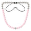 Bonbon Glace White Crystal, Stainless Steel and Pink Necklace