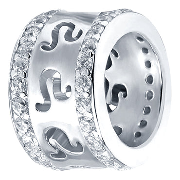 Leo Zodiac bangle charm in white gold colour with white crystals