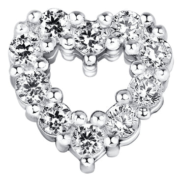 Single heart claw set Locket Charm with white crystals in white gold colour