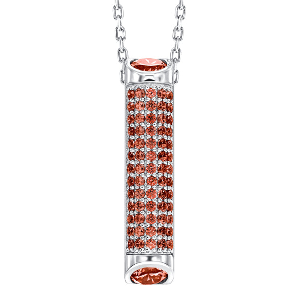 Sterling silver drop pendant, pave set with Garnet colour crystals for January