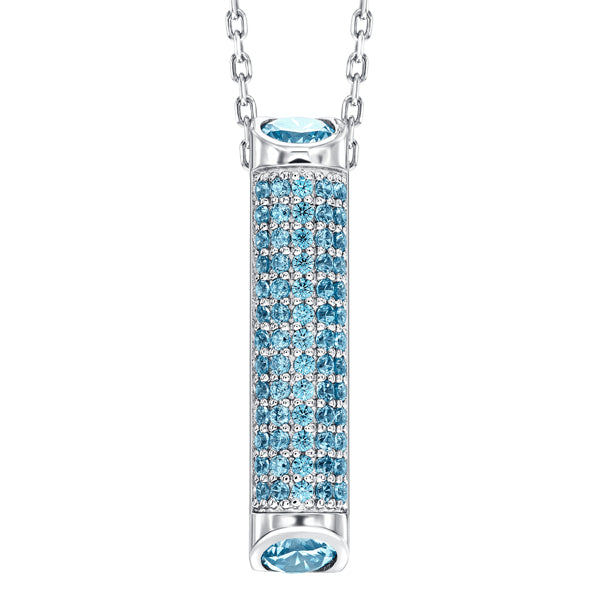 Sterling silver drop pendant, pave set with Aquamarine colour crystals for March