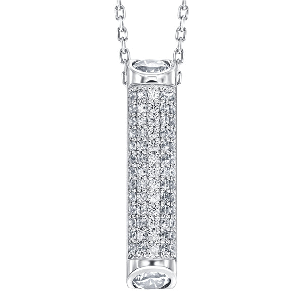 Sterling silver drop pendant, pave set with Diamond clear colour crystals for April