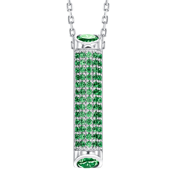 Sterling silver drop pendant, pave set with Emerald colour crystals for May