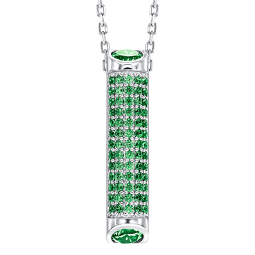 Sterling silver drop pendant, pave set with Emerald colour crystals for May