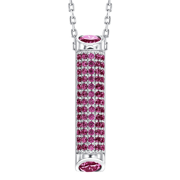 Sterling silver drop pendant, pave set with Ruby colour crystals for July