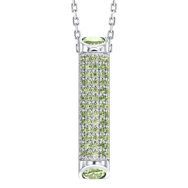 Sterling silver drop pendant, pave set with Peridot colour crystals for August