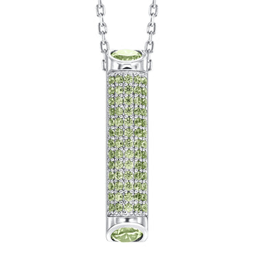 Sterling silver drop pendant, pave set with Peridot colour crystals for August