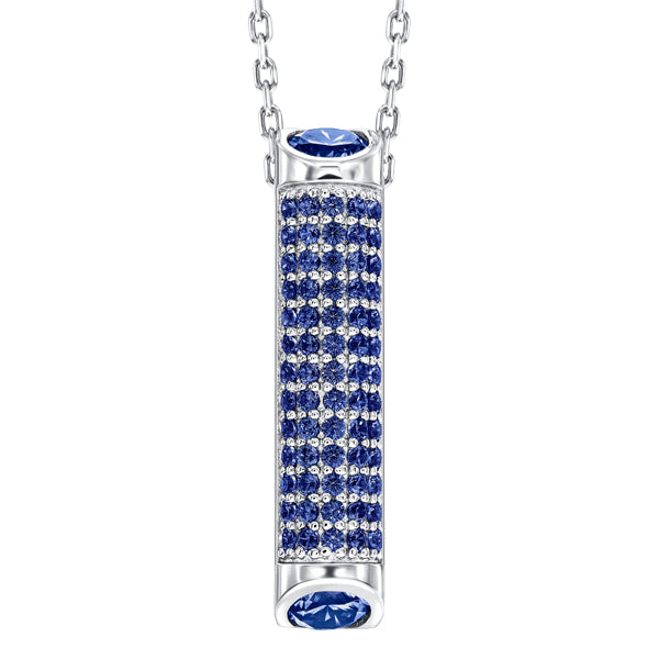 Sterling silver drop pendant, pave set with Sapphire colour crystals for September