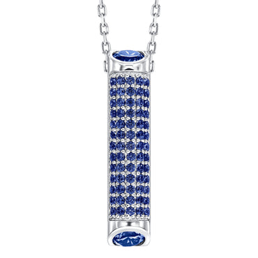 Sterling silver drop pendant, pave set with Sapphire colour crystals for September
