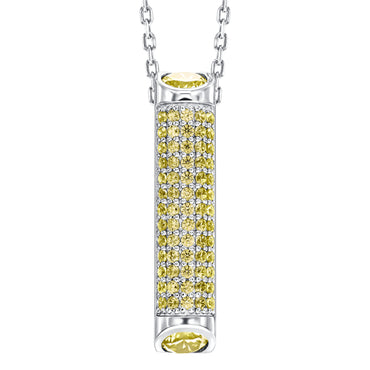 Sterling silver drop pendant, pave set with Citrine colour crystals for November