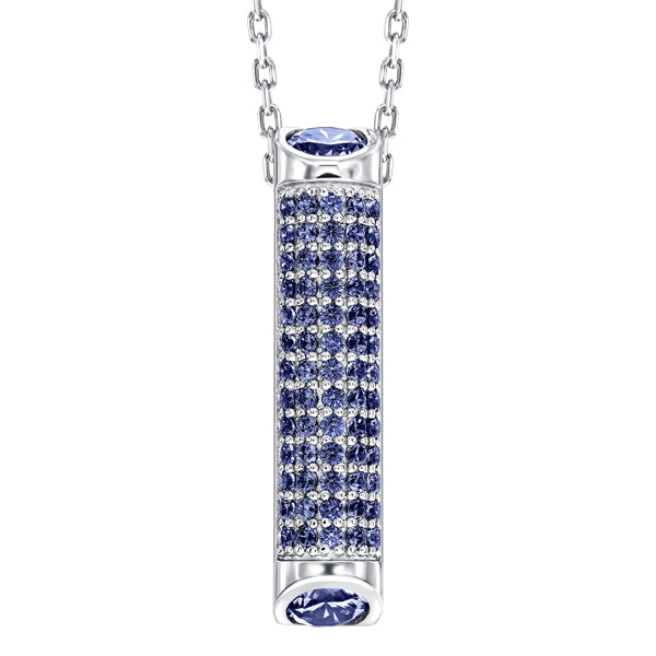 Sterling silver drop pendant, pave set with Tanzanite colour crystals for December