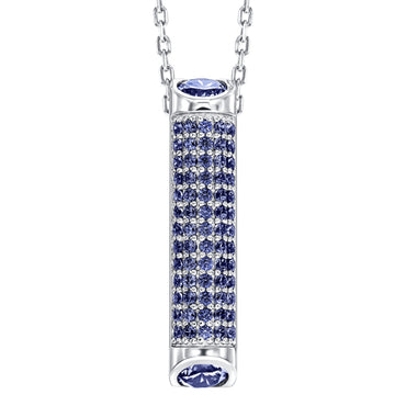 Sterling silver drop pendant, pave set with Tanzanite colour crystals for December