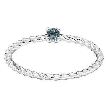 Subtle twisted silver ring with Alexandrite colour crystal as June birthstone