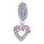 Heart bangle charm hanging on pave set hoop