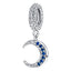 Crescent moon bangle charm hanging on pave set hoop