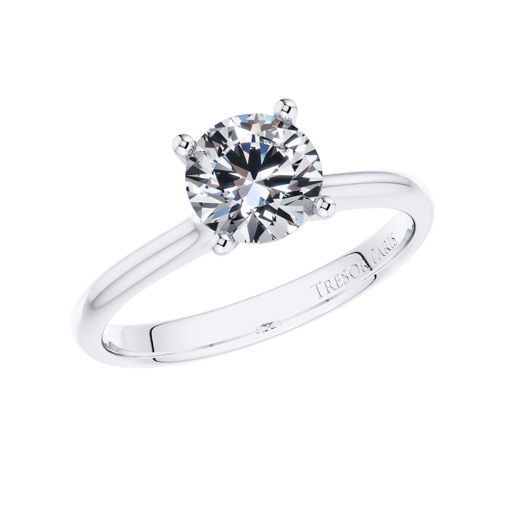 0.90ct F-SI2 Round Diamond Solitaire Engagement Ring in 18ct White Gold