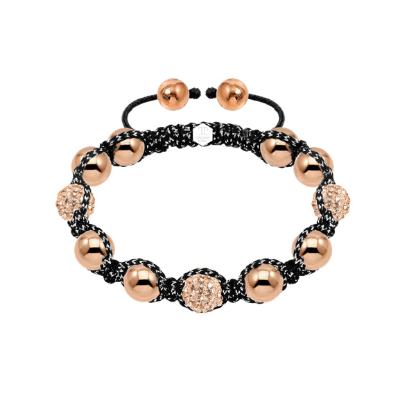 Bonbon Gold crystal bracelet on black & silver lined cord