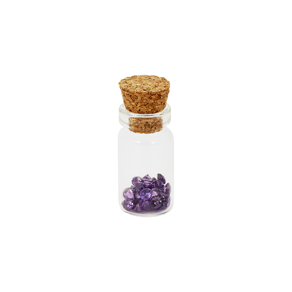 36 Amethyst colour crystals for February birthstone in display Jar for Lockets