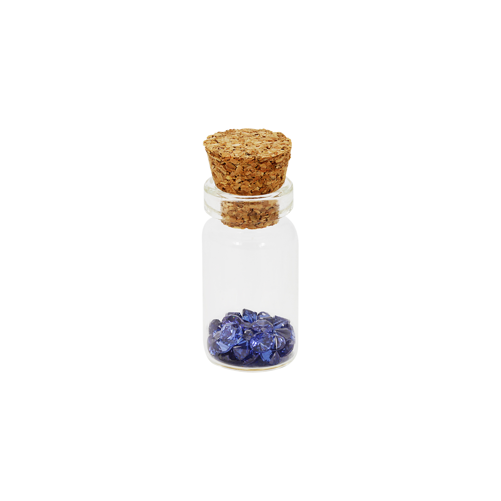 36 Tanzanite colour crystals for December birthstone in display Jar for Lockets