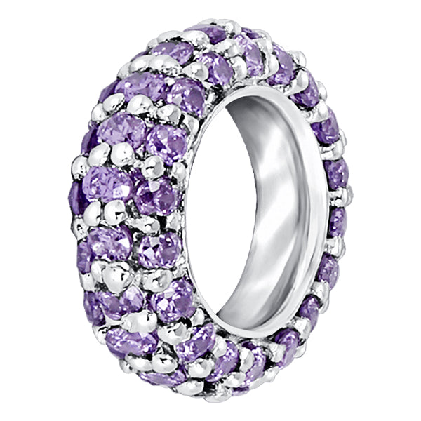 Pave set mini hoop bangle charm in Amethyst colour crystals for February