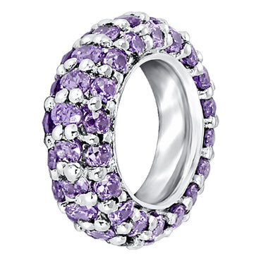 Pave set mini hoop bangle charm in Amethyst colour crystals for February