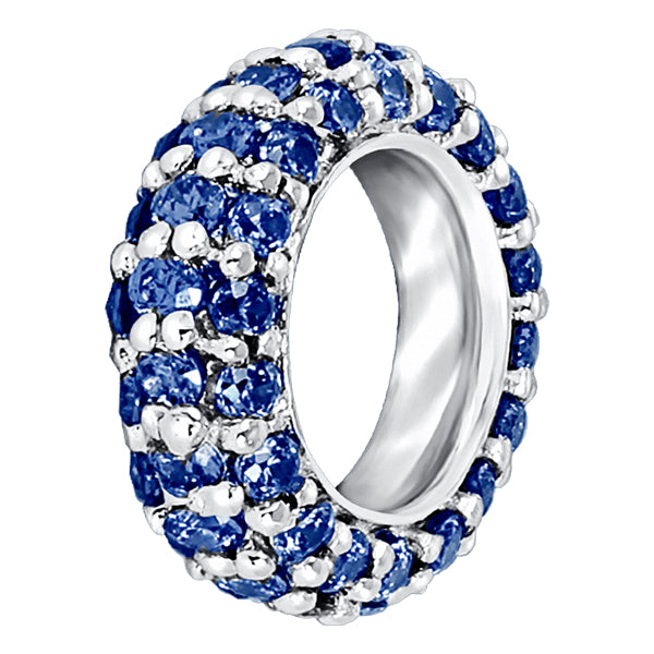 Pave set mini hoop bangle charm in Sapphire colour crystals for September