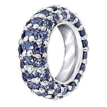 Pave set mini hoop bangle charm in Tanzanite colour crystals for December