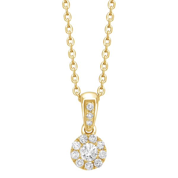 Mini cluster pendant with H-SI round brilliant diamonds set in 18k yellow gold