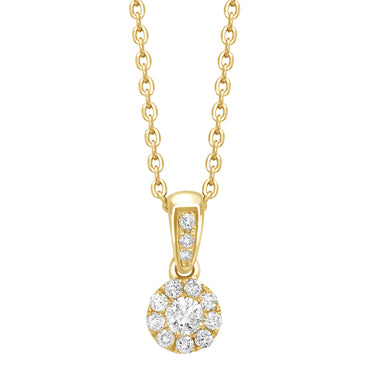 Mini cluster pendant with H-SI round brilliant diamonds set in 18k yellow gold