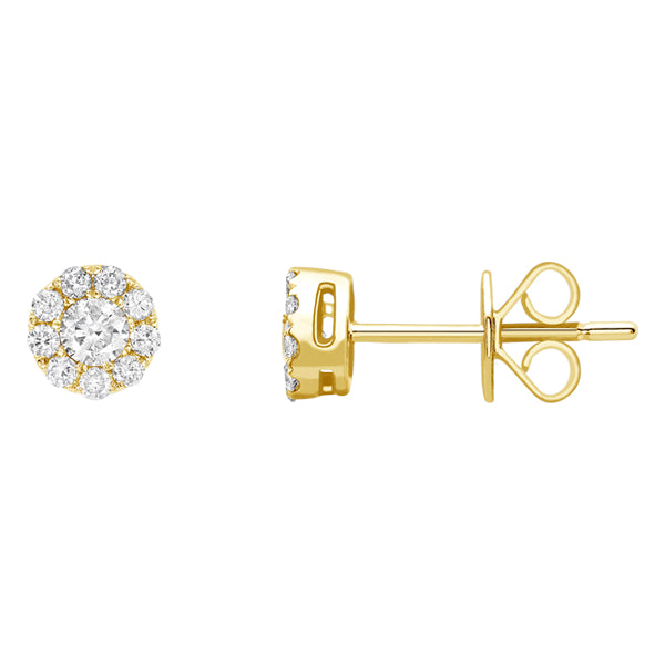 Mini cluster earrings with H-SI round brilliant diamonds set in 18k yellow gold