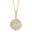 Three-tiered pave set round H-SI diamond pendant in 18k yellow gold with chain