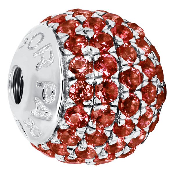 Bangle ball end pave set with Garnet colour crystals for January