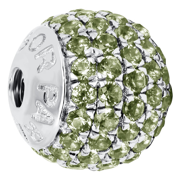 Bangle ball end pave set with Peridot colour crystals for August